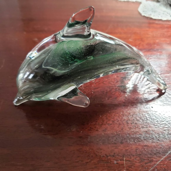Vintage Blarney Glass Collectables Blown Hand Green Swirl Dolphin‎ Figurine - Picture 9 of 9